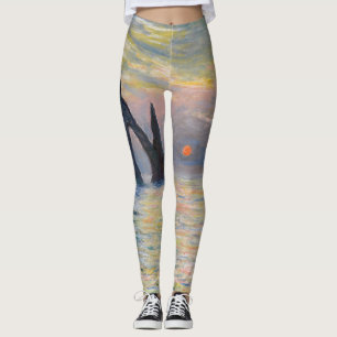 Monet - The Manneport, Cliff at Etretat, Sunset Leggings