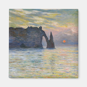 Monet - The Manneport, Cliff at Etretat, Sunset Magnet