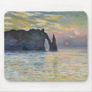 Monet - The Manneport, Cliff at Etretat, Sunset Mouse Mat