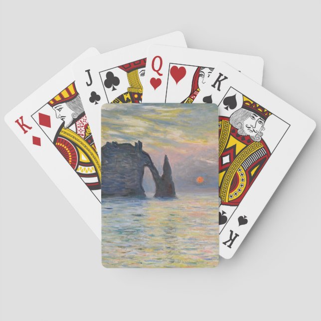 Monet - The Manneport, Cliff at Etretat, Sunset Playing Cards (Back)