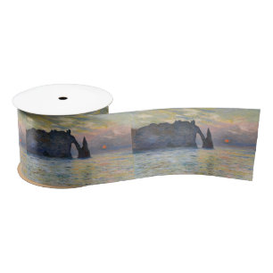 Monet - The Manneport, Cliff at Etretat, Sunset Satin Ribbon