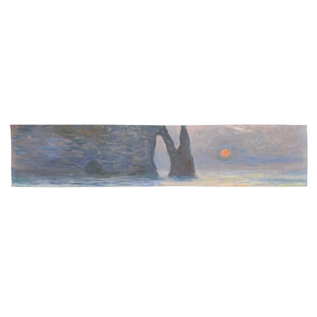 Monet - The Manneport, Cliff at Etretat, Sunset Short Table Runner (Horizontal)