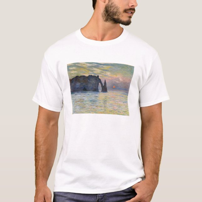 Monet - The Manneport, Cliff at Etretat, Sunset T-Shirt (Front)