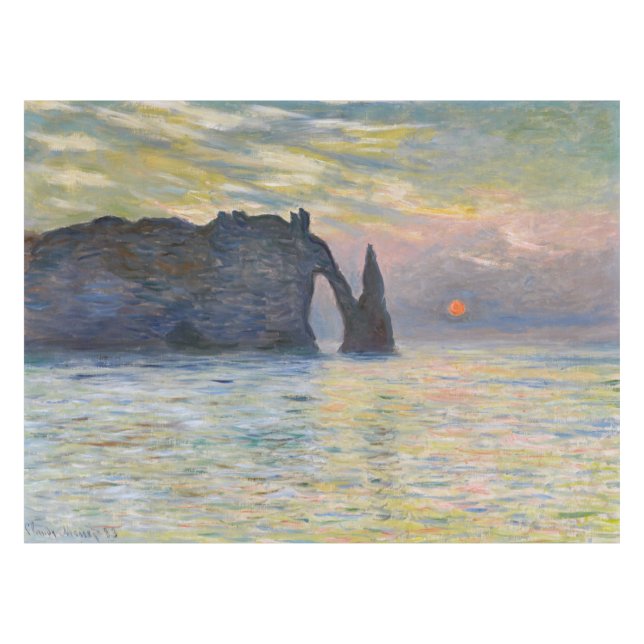 Monet - The Manneport, Cliff at Etretat, Sunset Tablecloth (Front (Horizontal))