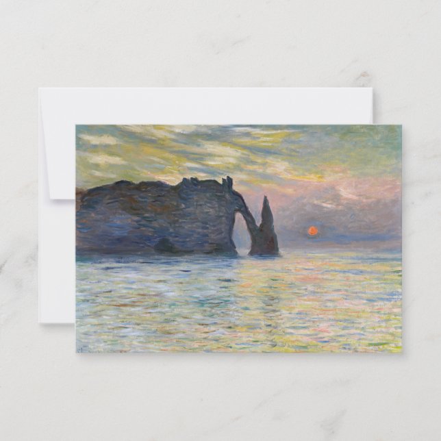 Monet - The Manneport, Cliff at Etretat, Sunset Thank You Card (Front)