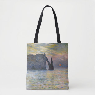 Monet - The Manneport, Cliff at Etretat, Sunset Tote Bag