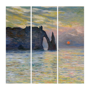 Monet - The Manneport, Cliff at Etretat, Sunset Triptych