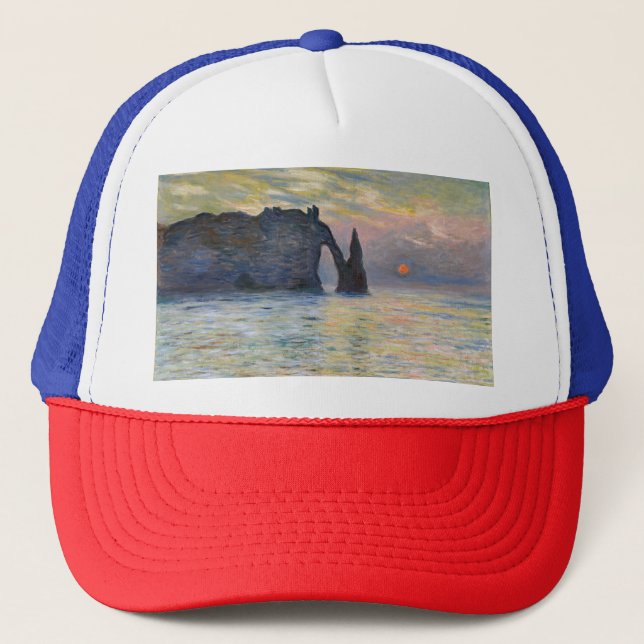 Monet - The Manneport, Cliff at Etretat, Sunset Trucker Hat (Front)