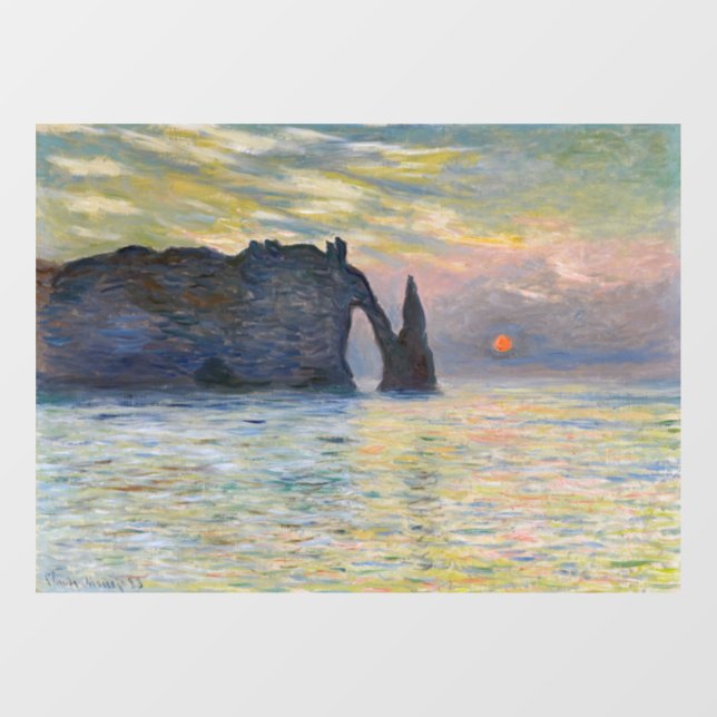 Monet - The Manneport, Cliff at Etretat, Sunset Window Cling (Sheet)