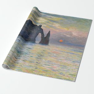 Monet - The Manneport, Cliff at Etretat, Sunset Wrapping Paper