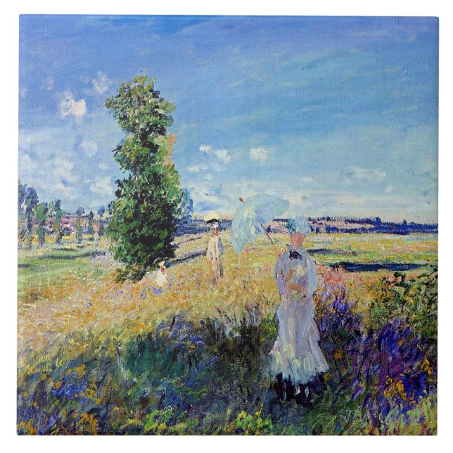 Monet - The Promenade, famous painting, Tile (Front)