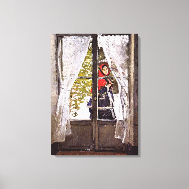 Monet - The Red Kerchief, Impressionism Canvas Print (Front)