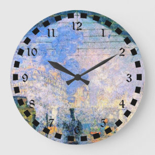 Monet - The Saint-Lazare Station, fine art Large Clock