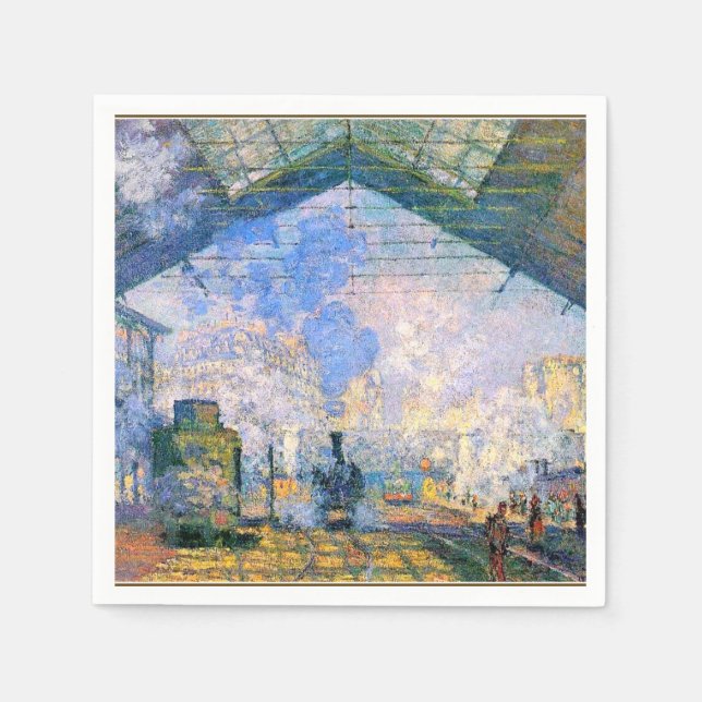 Monet - The Saint-Lazare Station, fine art Napkin (Front)