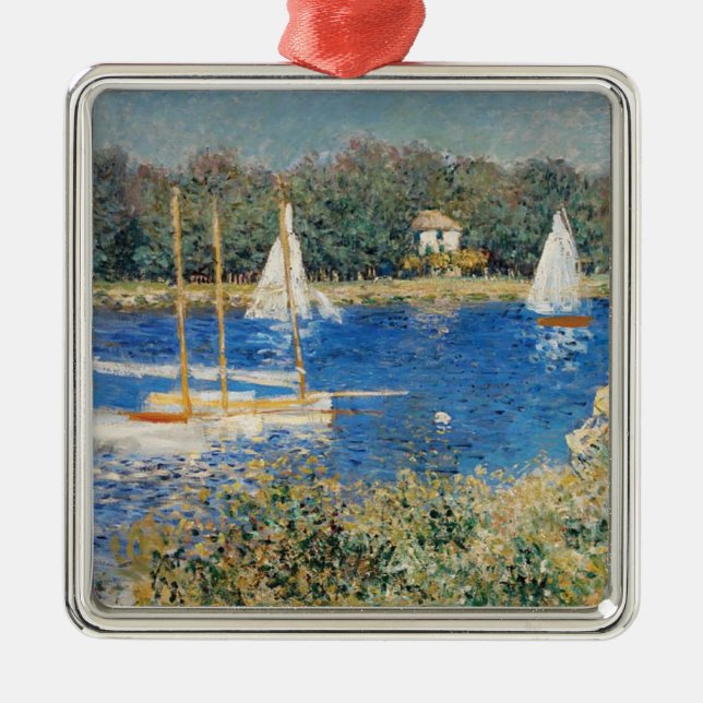 Monet - The Seine at Argenteuil Metal Tree Decoration (Front)