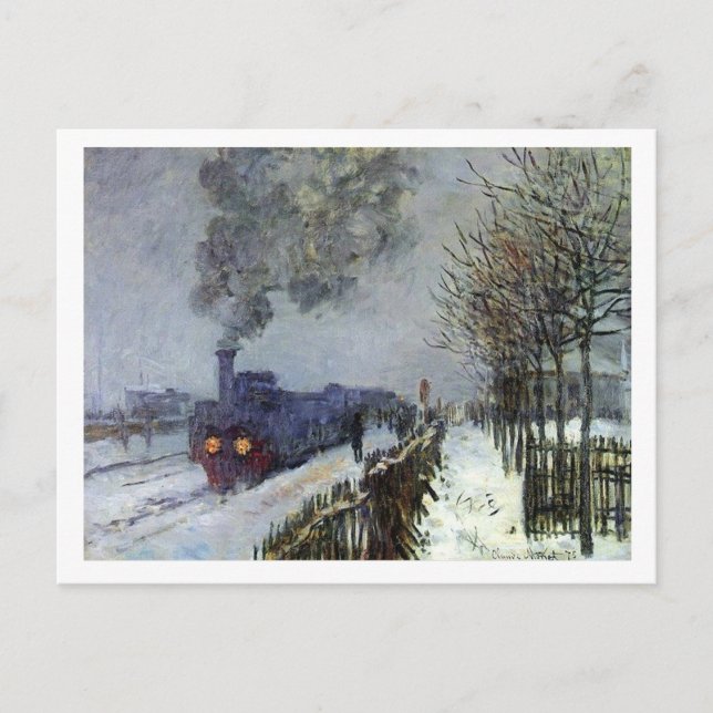 Monet Train in Snow Post Card (Front)