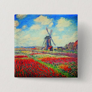 Monet Tulips Windmill 15 Cm Square Badge