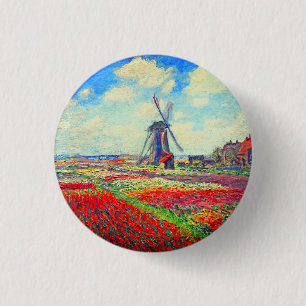 Monet Tulips Windmill 3 Cm Round Badge