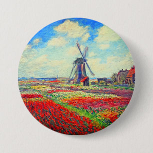 Monet Tulips Windmill 7.5 Cm Round Badge