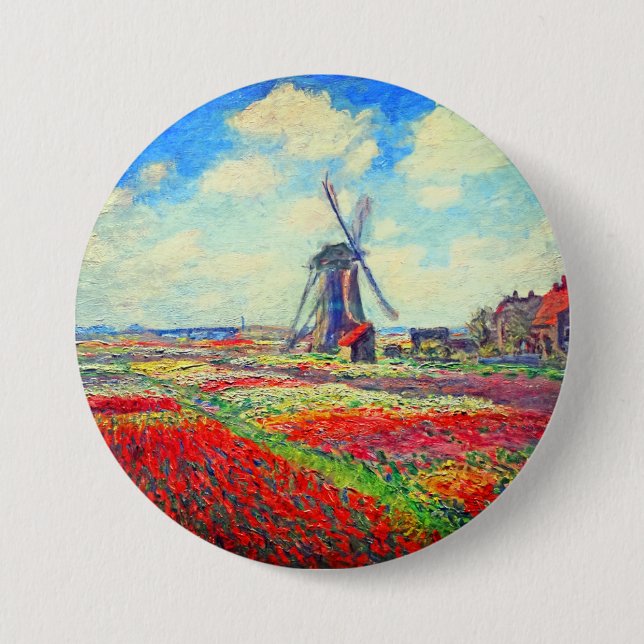 Monet Tulips Windmill 7.5 Cm Round Badge (Front)