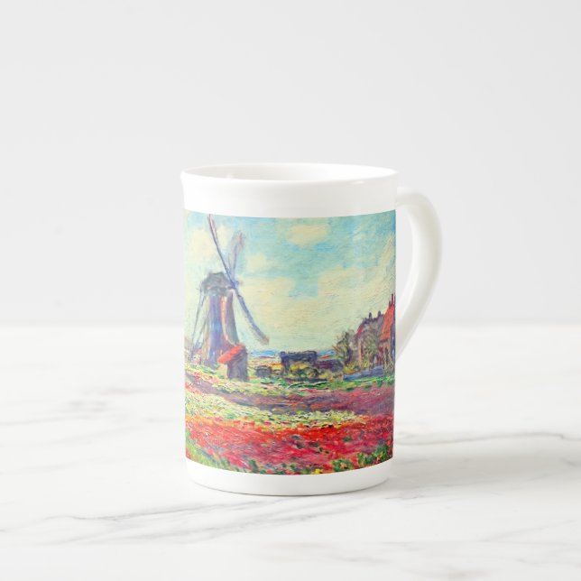 Monet Tulips Windmill Bone China Mug (Front Right)