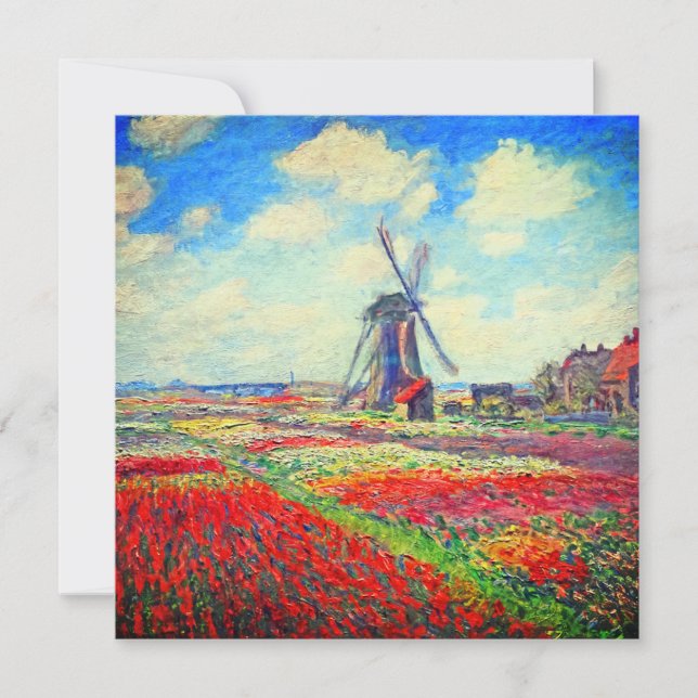 Monet Tulips Windmill Invitation (Front)