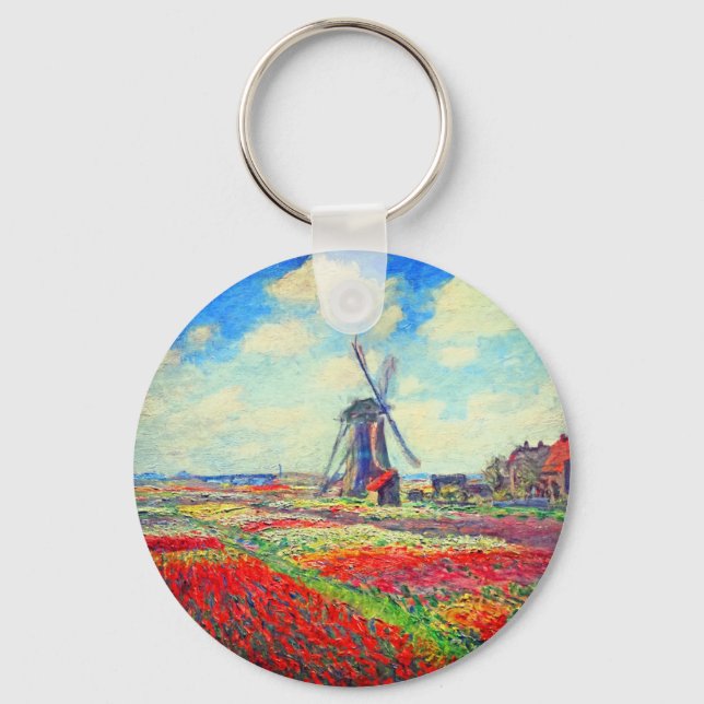 Monet Tulips Windmill Key Ring (Front)