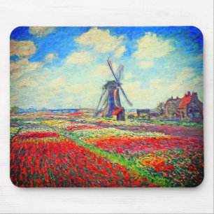 Monet Tulips Windmill Mouse Mat