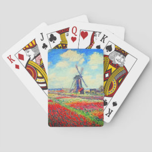 Monet Tulips Windmill Playing Cards