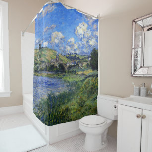 Monet - Vetheuil Passage, famous painting, Shower Curtain