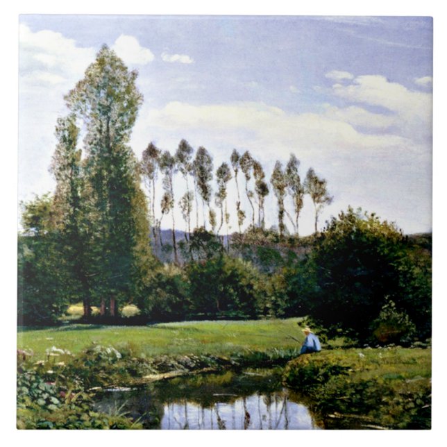 Monet - View at Rouelles Le Havre Tile (Front)