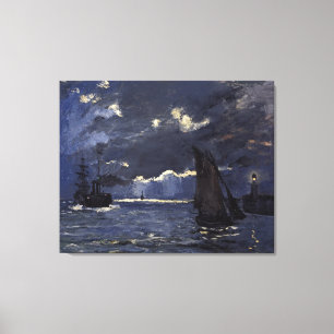 Monet Vintage A Seascape Shipping by Moonlight Canvas Print