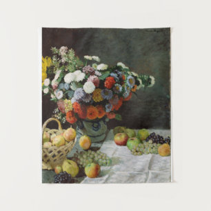 Monet Vintage Still Life with Flowers and Fruit Tapestry