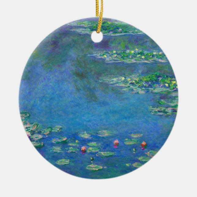 Monet Water Lilies 1906 Ceramic Tree Decoration (Front)