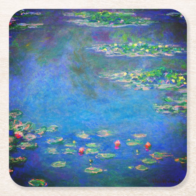 Monet Water Lilies 1906 Square Paper Coaster (Front)