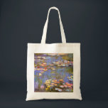MONET Water Lilies 1916 bright hues tote bag<br><div class="desc">French Impressionist painter, Claude Monet painted this Water Lilies --- 1916 originally as an oil on canvas painting from the inspirations of his own backyard in early 20th Century France. Being 76 yrs of age when he painted this water lily pond creation, Monet's cataracts were progressing and changing his perception...</div>