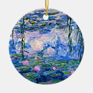 Monet: Water Lilies 1919, famous painting Ceramic Tree Decoration