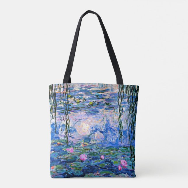 Monet - Water Lilies, 1919, pink Tote Bag (Back)