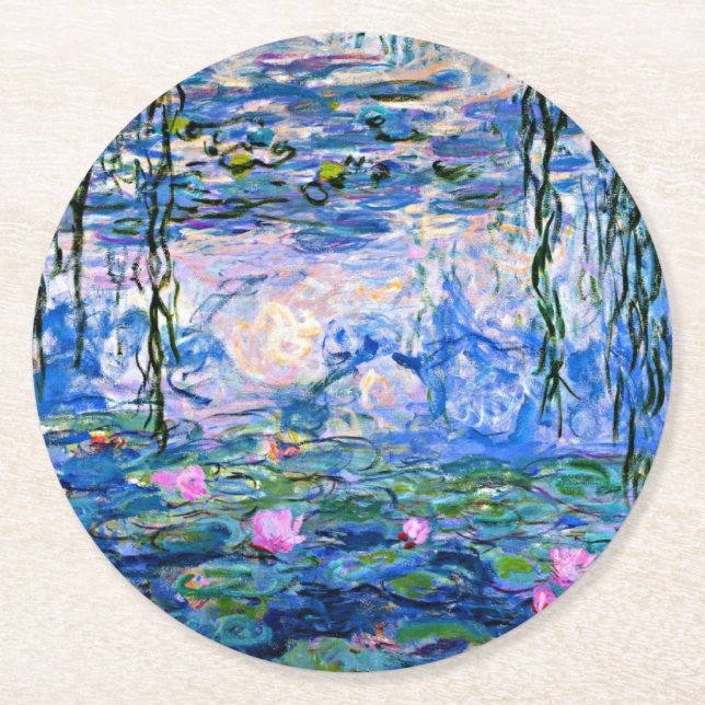 Monet - Water Lilies, 1919, Round Paper Coaster (Front)