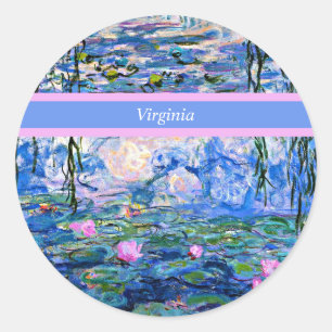Monet - Water Lilies 1919 template Classic Round Sticker