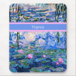 Monet - Water Lilies 1919 template Mouse Mat<br><div class="desc">Claude Monet's famous painting,  Water Lilies,  1919,  template,  ready to personalise. Insert your own name/text in place of Virginia.</div>