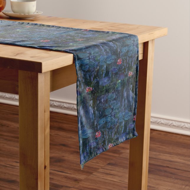 Monet Water Lilies and Reflections of a Willow Short Table Runner (In Situ)