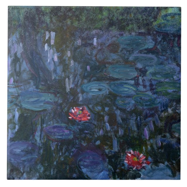 Monet Water Lilies and Reflections of a Willow Tile (Front)