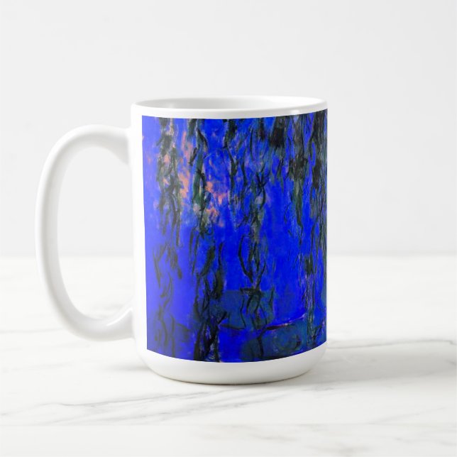 Monet Water Lilies and Weeping Willow Branches Coffee Mug (Left)
