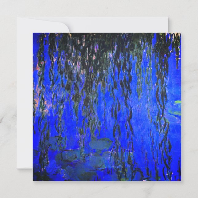 Monet Water Lilies and Weeping Willow Branches Invitation (Front)