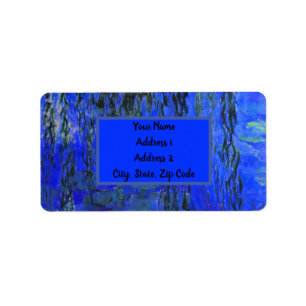 Monet Water Lilies and Weeping Willow Branches Label