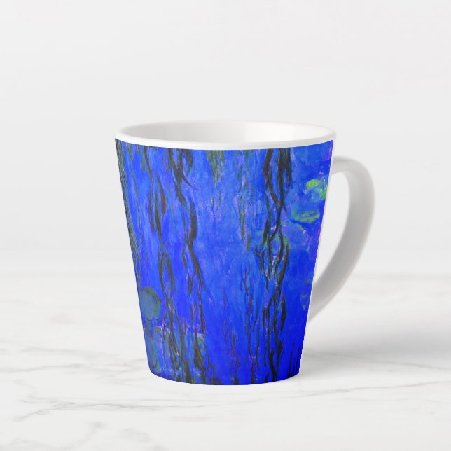 Monet Water Lilies and Weeping Willow Branches Latte Mug (Right Angle)