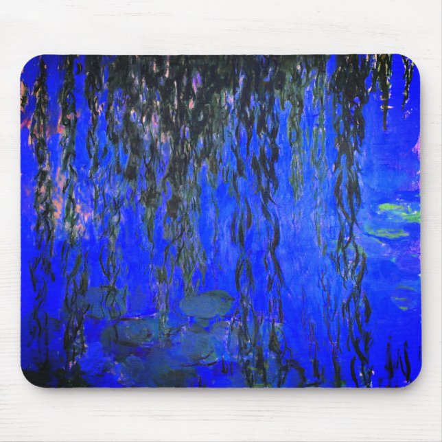 Monet Water Lilies and Weeping Willow Branches Mouse Mat (Front)