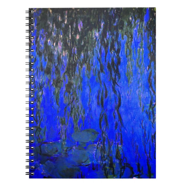 Monet Water Lilies and Weeping Willow Branches Notebook (Front)