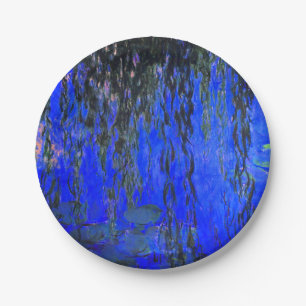 Monet Water Lilies and Weeping Willow Branches Paper Plate